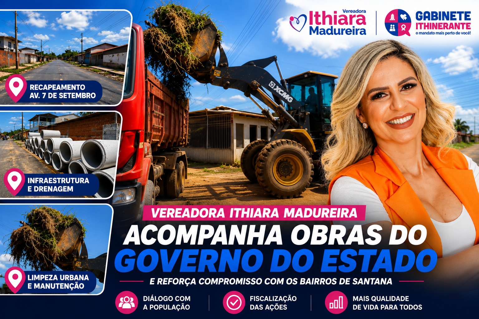 Vereadora Ithiara Madureira acompanha obras do Governo do Estado e reforça compromisso com os bairros de Santana